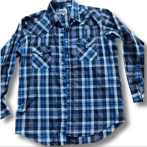 Men’s 90’s plaid Pearl Snap Western Shirt!